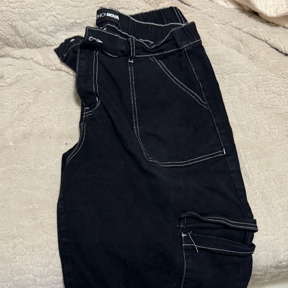 Fashion Nova Midnight Black Utility Pants